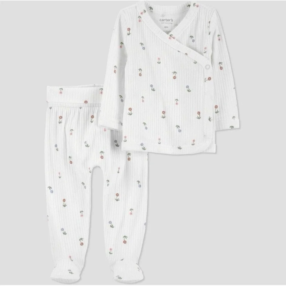Carter's Just One You ~Baby Girl's 2pc White Floral Cardigan Set~ Size 3M NWT